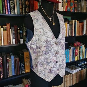 Retro 80s Floral Acid Washed Vest Jean Medium